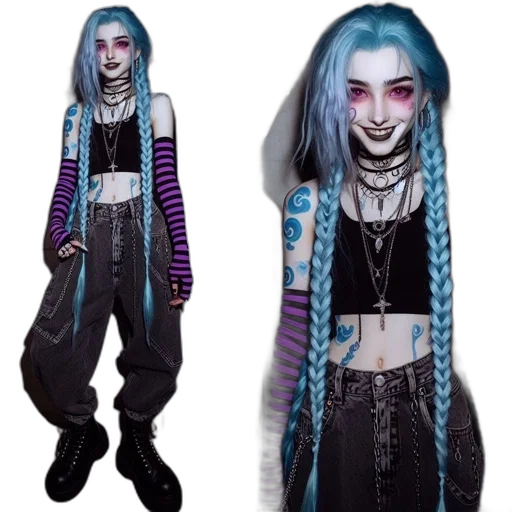 creature, jacket, hair, cyberpunk transparent PNG cut-out
