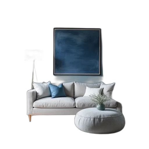 furniture, photorealistic, 3d render, blue transparent PNG cut-out