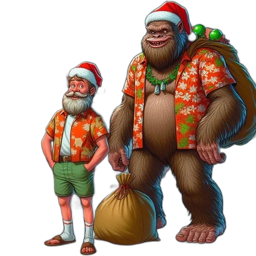 concept art, 3d render, santa-costumed, figure transparent PNG cut-out