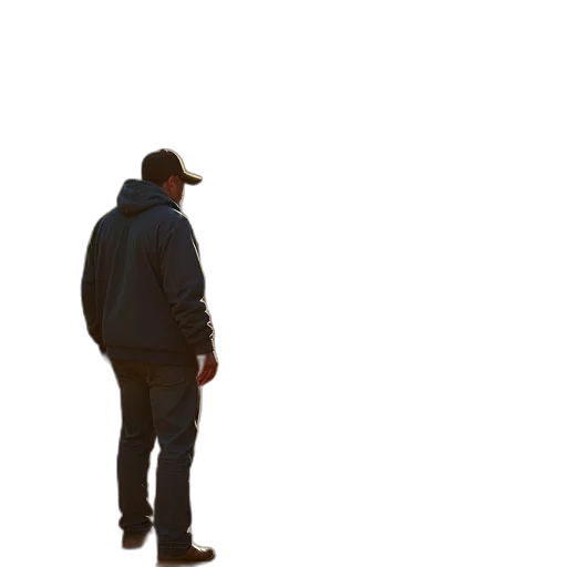 jacket, hat, staff, face transparent PNG cut-out