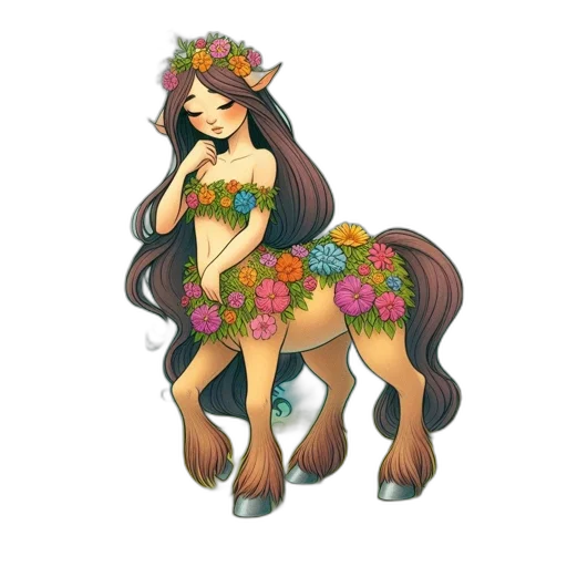 flower, dress, fantasy art, pixel art transparent PNG cut-out