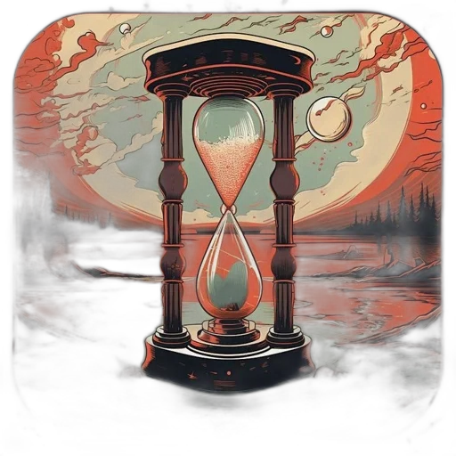 concept art, fantasy art, fire, hourglass transparent PNG cut-out