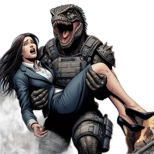 comic book art, concept art, fantasy art, frightened transparent PNG cut-out