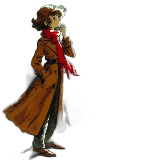hat, staff, jacket, concept art transparent PNG cut-out