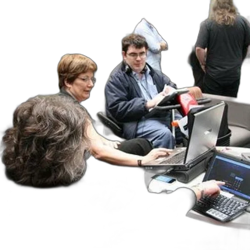 staff, robot, group, people transparent PNG cut-out