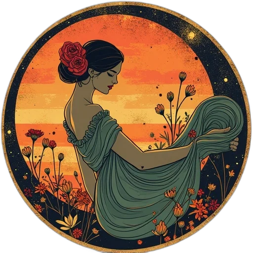flower, dress, jewelry, fantasy art transparent PNG cut-out