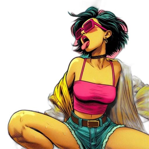 comic book art, concept art, cyberpunk, cartoon transparent PNG cut-out