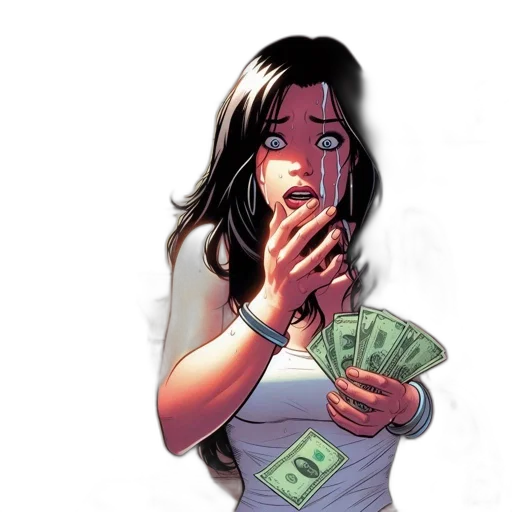 comic book art, concept art, cartoon, distraught transparent PNG cut-out