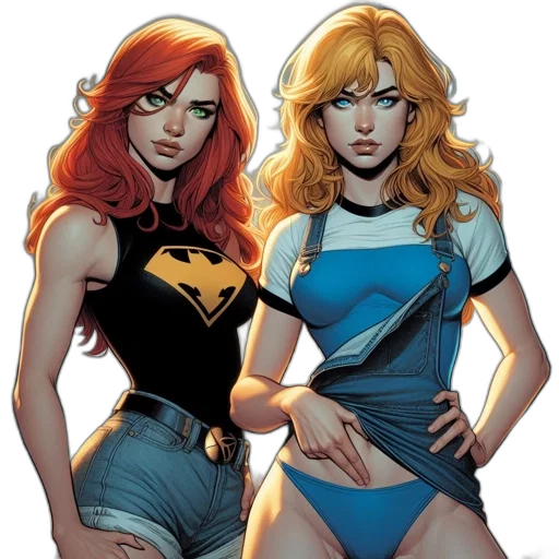 comic book art, concept art, cartoon, two transparent PNG cut-out