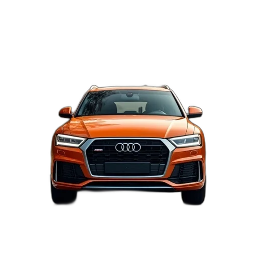 car, photorealistic, 3d render, orange transparent PNG cut-out