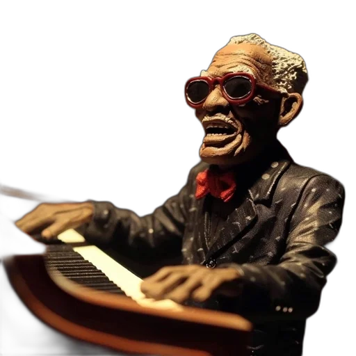 3d render, elderly, figurine, dark transparent PNG cut-out