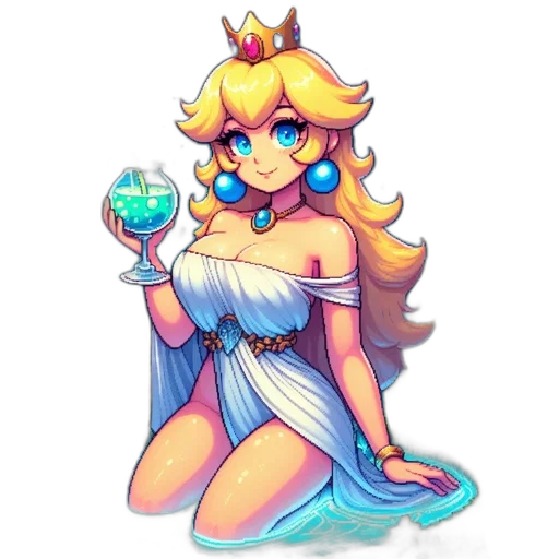 crown, dress, staff, pixel art transparent PNG cut-out