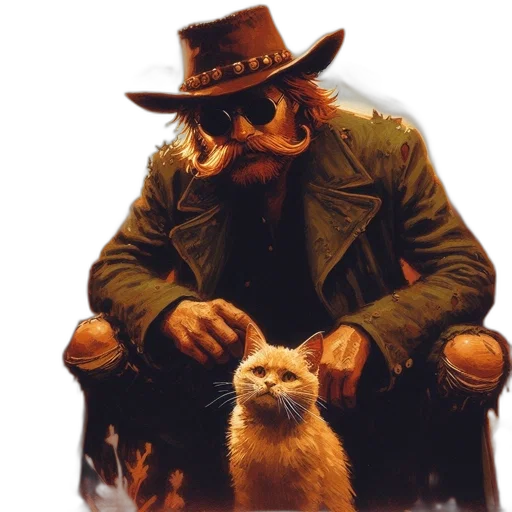 animal, hat, jacket, staff transparent PNG cut-out