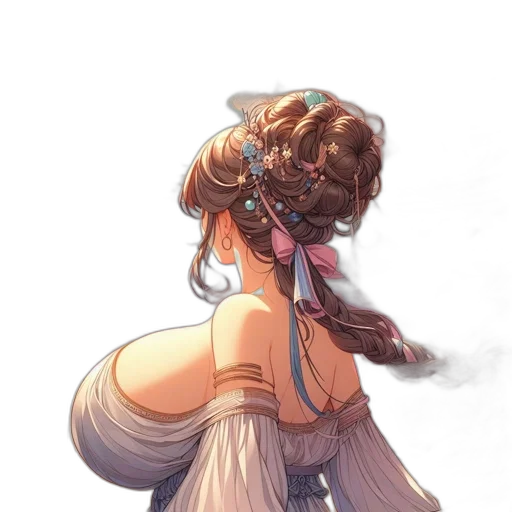 staff, dress, weapon, hair transparent PNG cut-out