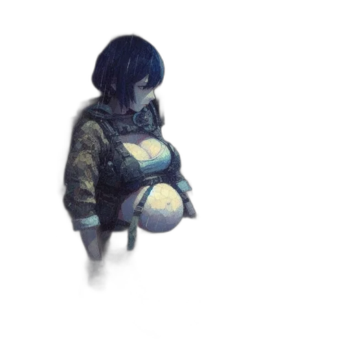 jacket, robot, weapon, face transparent PNG cut-out