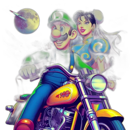 comic book art, concept art, fantasy art, vaporwave transparent PNG cut-out