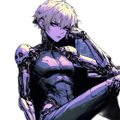 robot, weapon, sword, cyberpunk transparent PNG cut-out