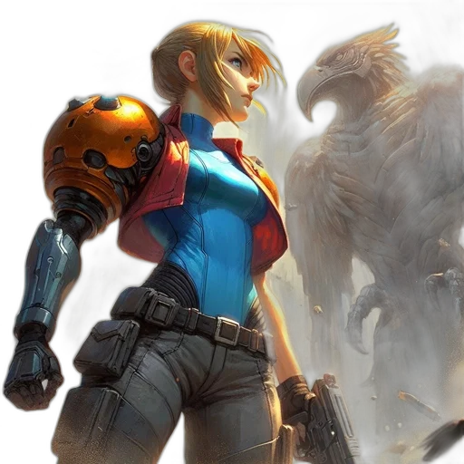 concept art, fantasy art, woman, futuristic transparent PNG cut-out