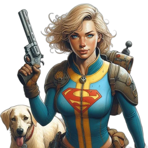 comic book art, concept art, blonde, woman transparent PNG cut-out