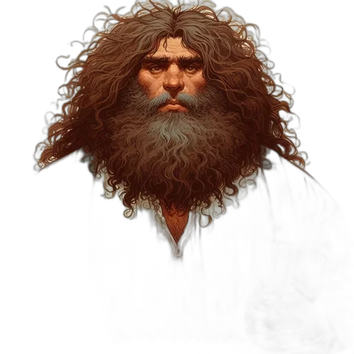 face, hair, staff, creature transparent PNG cut-out