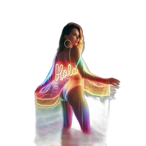 dress, concept art, neon lights, woman transparent PNG cut-out