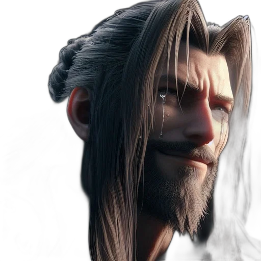face, hair, staff, dragon transparent PNG cut-out