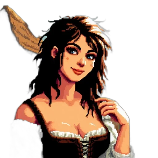 dress, staff, crown, pixel art transparent PNG cut-out