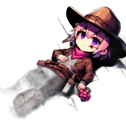 weapon, staff, flower, hat transparent PNG cut-out