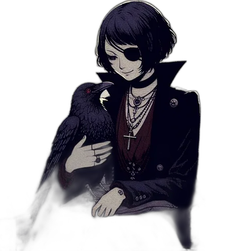 mask, jacket, creature, staff transparent PNG cut-out