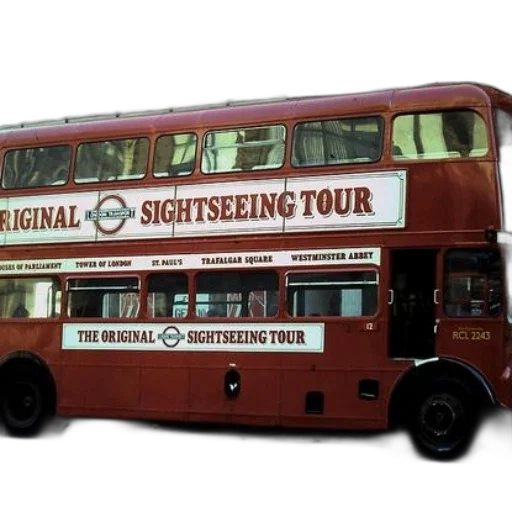 3d render, photorealistic, red, double-decker transparent PNG cut-out