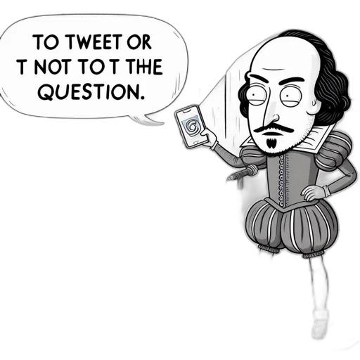cartoon, shakespearean, figure, holds transparent PNG cut-out