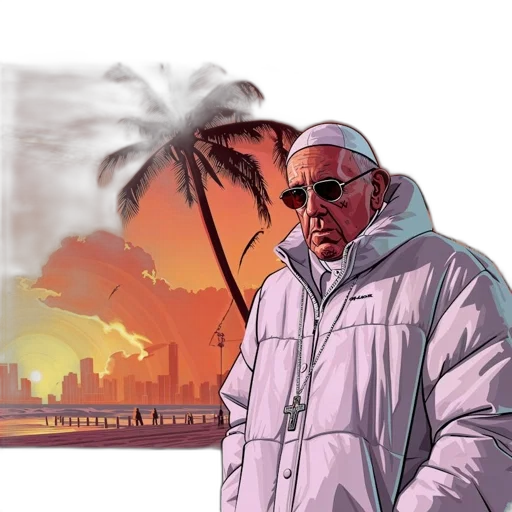 jacket, concept art, vaporwave, comic book art transparent PNG cut-out