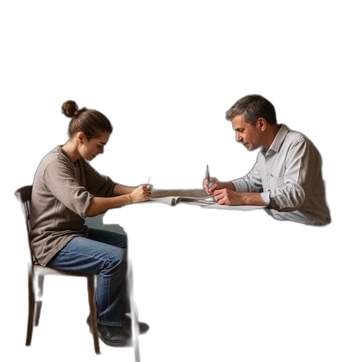 furniture, men, work, woman transparent PNG cut-out