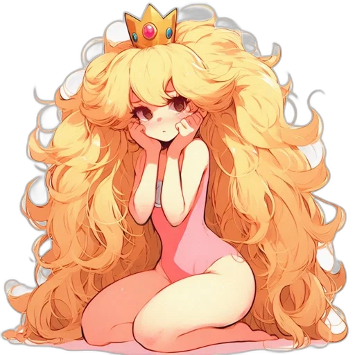 crown, hair, dress, staff transparent PNG cut-out