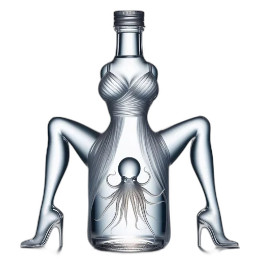 bottle, dress, crown, concept art transparent PNG cut-out