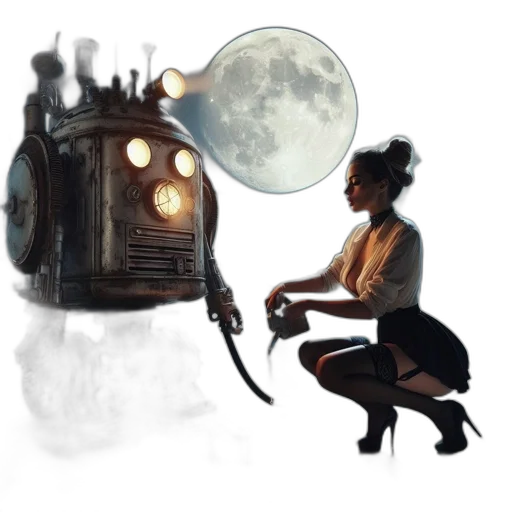 robot, staff, dress, concept art transparent PNG cut-out