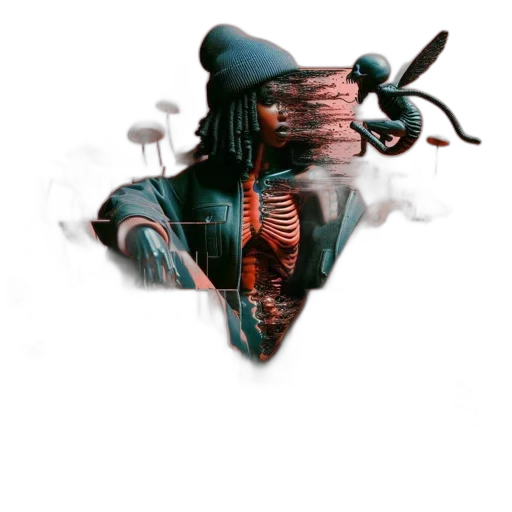 mask, jacket, weapon, staff transparent PNG cut-out