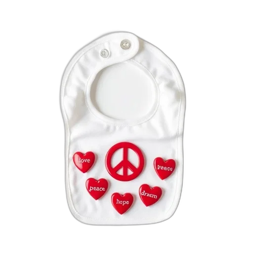 white, baby, bib, peace transparent PNG cut-out