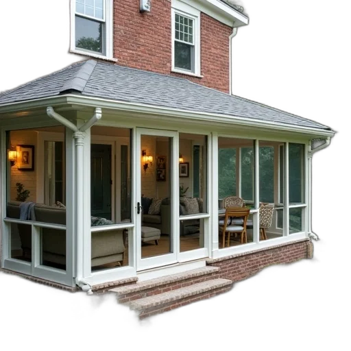 building, 3d render, photorealistic, sunroom transparent PNG cut-out