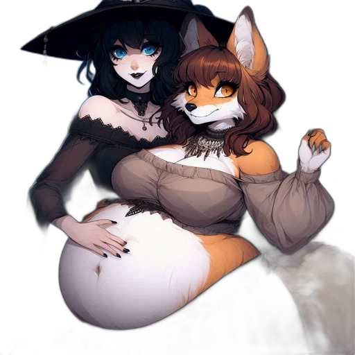 dress, staff, creature, hat transparent PNG cut-out