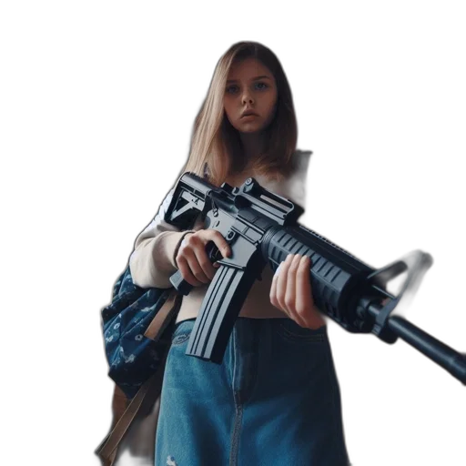 weapon, jacket, staff, robot transparent PNG cut-out
