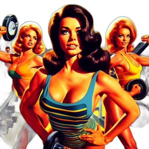 comic book art, three, women, each transparent PNG cut-out