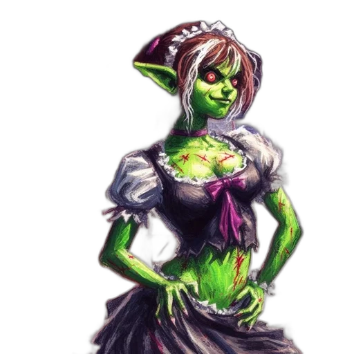 dress, staff, creature, concept art transparent PNG cut-out