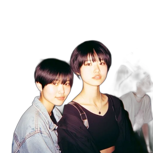 jacket, hair, photorealistic, vaporwave transparent PNG cut-out
