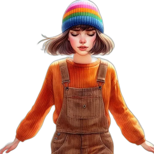 hat, jacket, dress, photorealistic transparent PNG cut-out