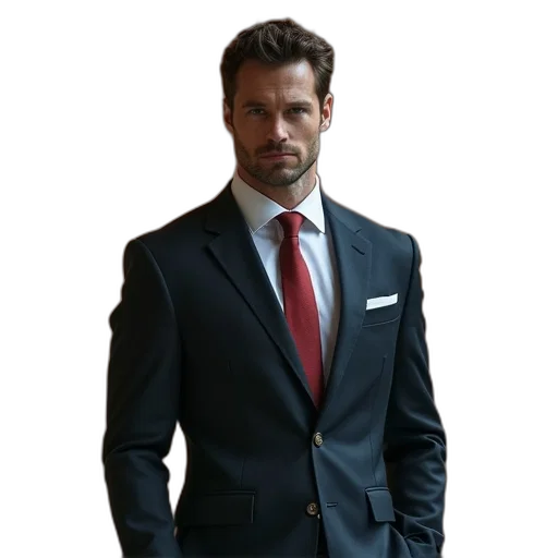 jacket, staff, face, photorealistic transparent PNG cut-out