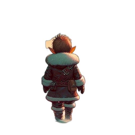 jacket, staff, creature, robot transparent PNG cut-out