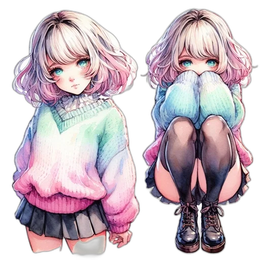 jacket, dress, creature, hair transparent PNG cut-out