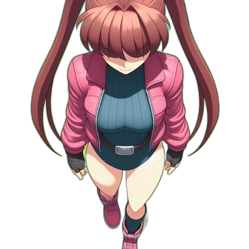 jacket, dress, hair, staff transparent PNG cut-out
