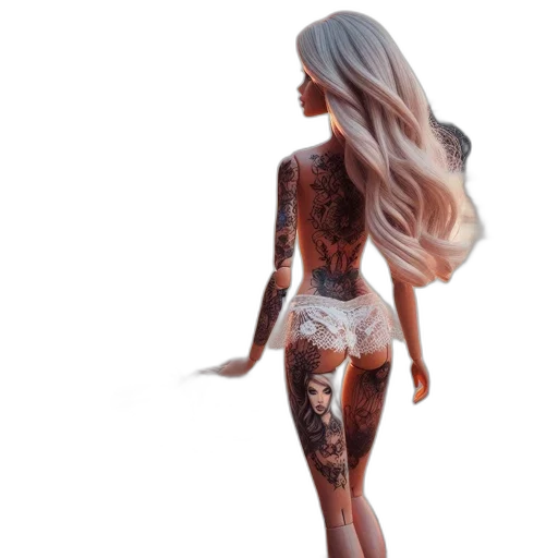 dress, hair, 3d render, concept art transparent PNG cut-out
